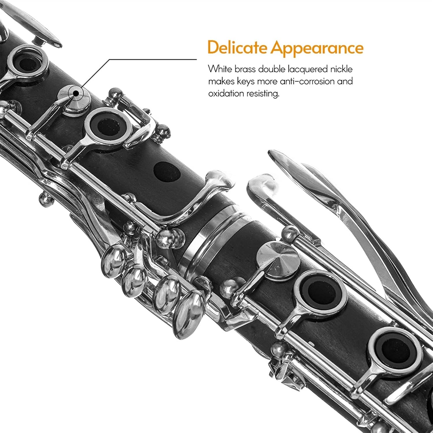 KESHUO Bb B Flat Clarinet Clarionet Bakelite with Case Reeds Rubber Pads Gloves Strap Cleaning Cloth Woodwind Instruments Student Standard Clarinet Set