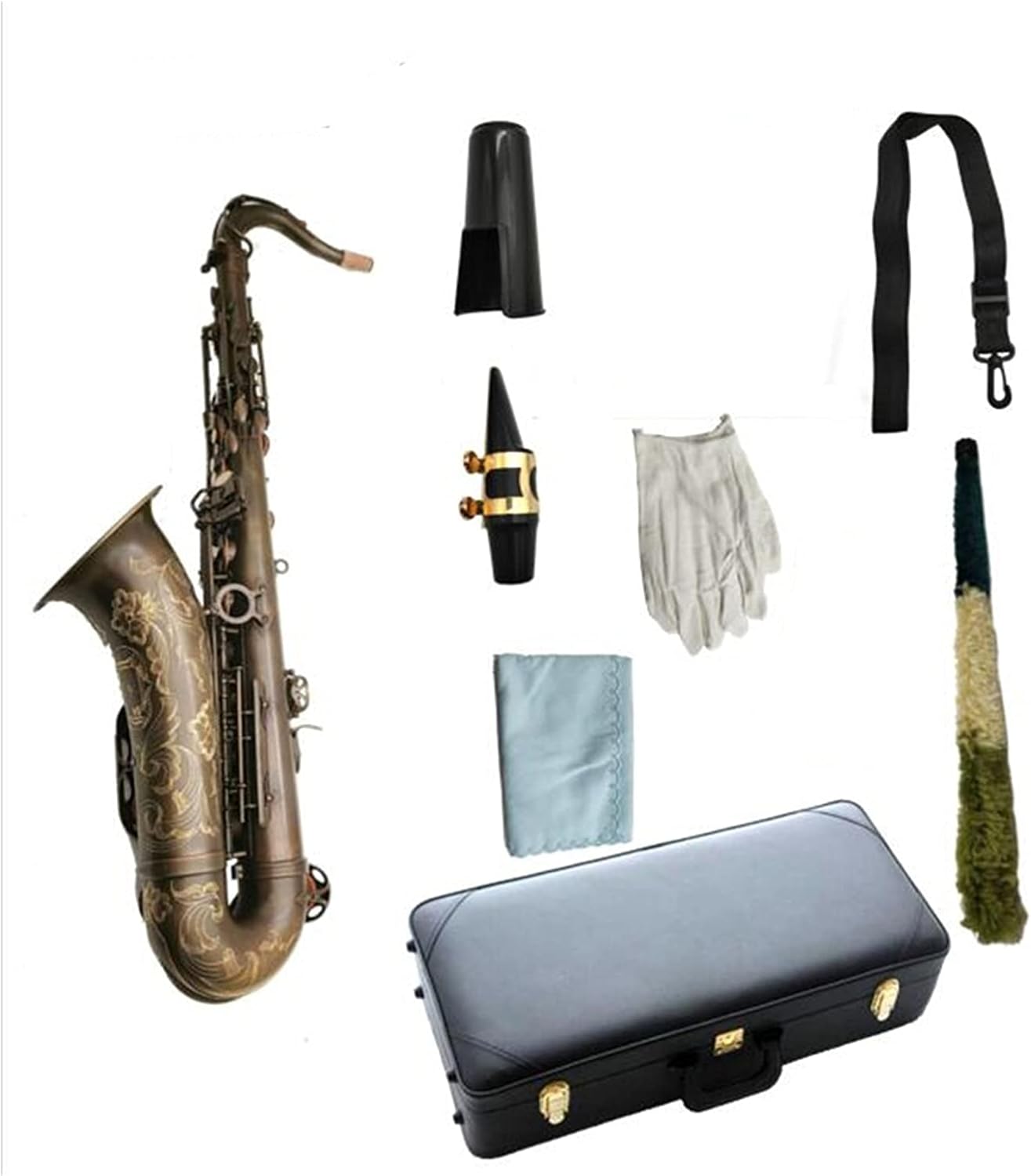 Professional Saxophone Tenor Saxophone Bb Tune Antique Copper Woodwind Instrument with Mouthpiece Case Brass Sax Beginners Kit