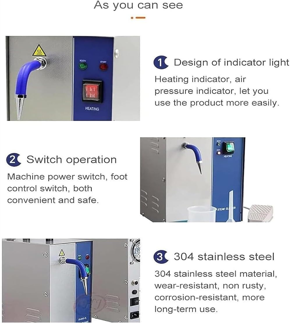 Electrical Steam Jewelry Cleaner Machine, Jewelry Steam Cleaner Machine, Gold Silver Jewelry Cleaning Machine with Heater, for Rings, Watches, Earrings, Outlet Temperature: 135°C (Size : 2L)