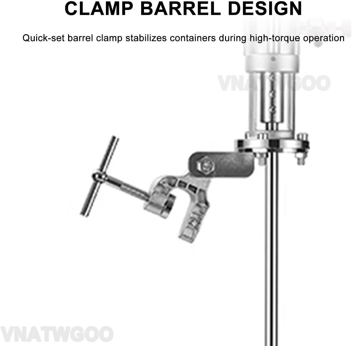 Pneumatic Clamp-Type Mixer, 50/100 Gallon Adjustable Speed Agitator, Industrial Air-Powered Stirring Machine, for Paint, Adhesive(100gallons)