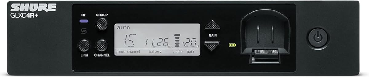Shure GLXD4R+ Pro Digital Single Channel Rack Mount Receiver - for use with GLX-D+ Dual Band Wireless Systems, Transmitter Sold Separately (GLXD4R+=-Z3)