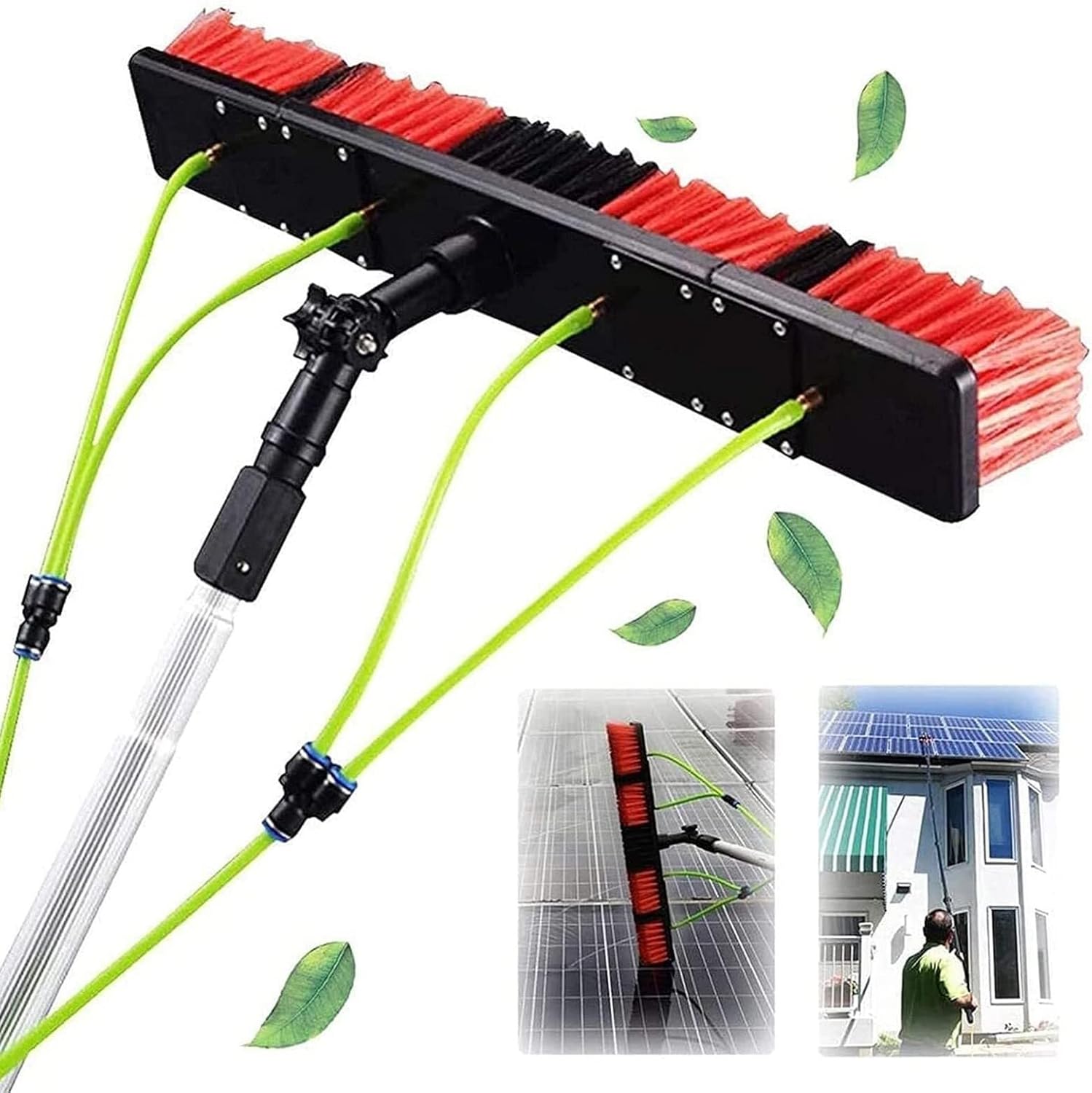 Water Fed Telescopic Brush for Window Cleaning,Conservatory Roof Cleaning Kit,and Solar Panel Cleaning Equipment(Color : 30cm Brush Head,Size : 7m/22.9ft)