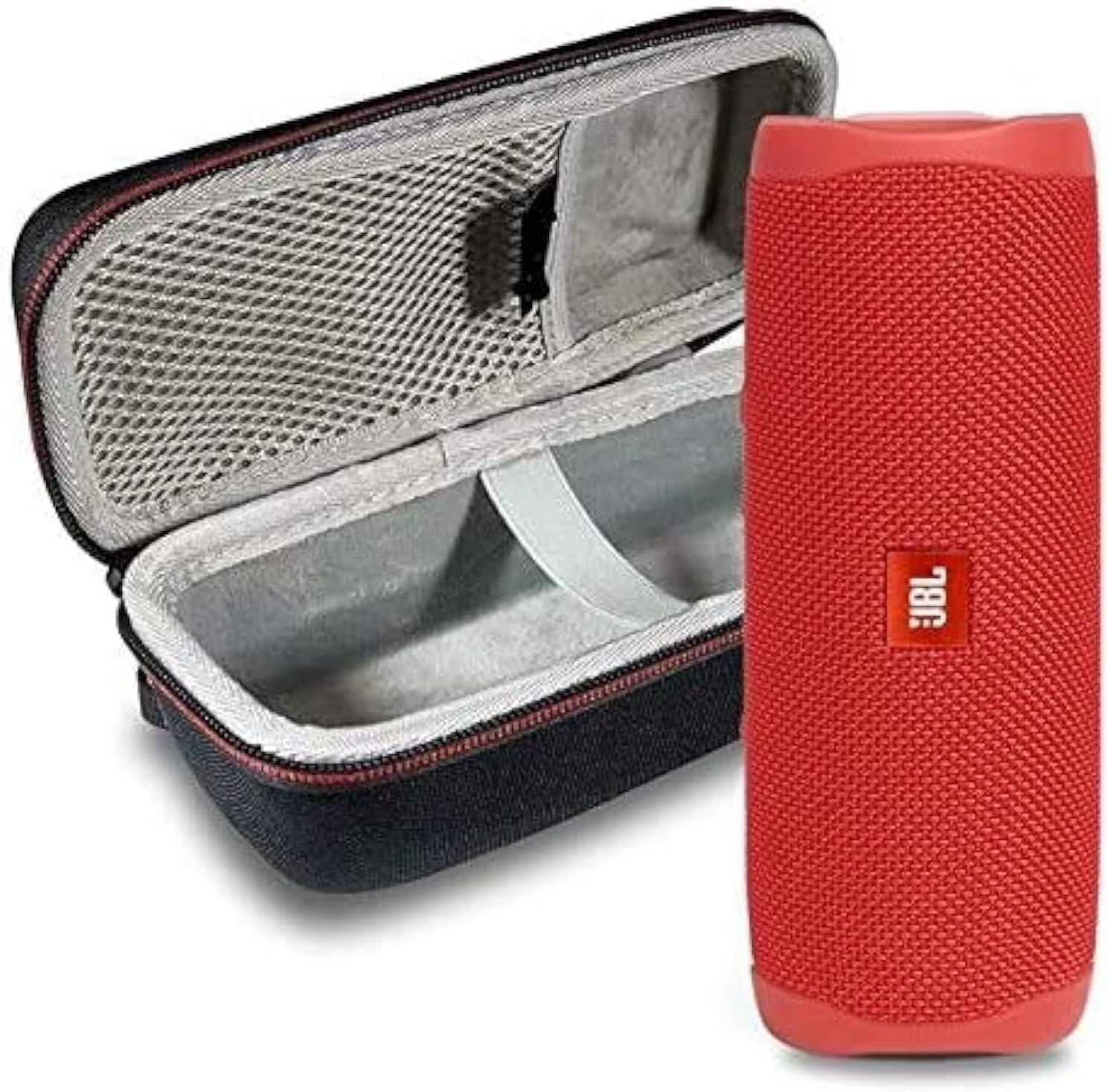 JBL FLIP 5 Portable Wireless Bluetooth Speaker IPX7 Waterproof On-The-Go Bundle with Boomph Hardshell Protective Case - Red
