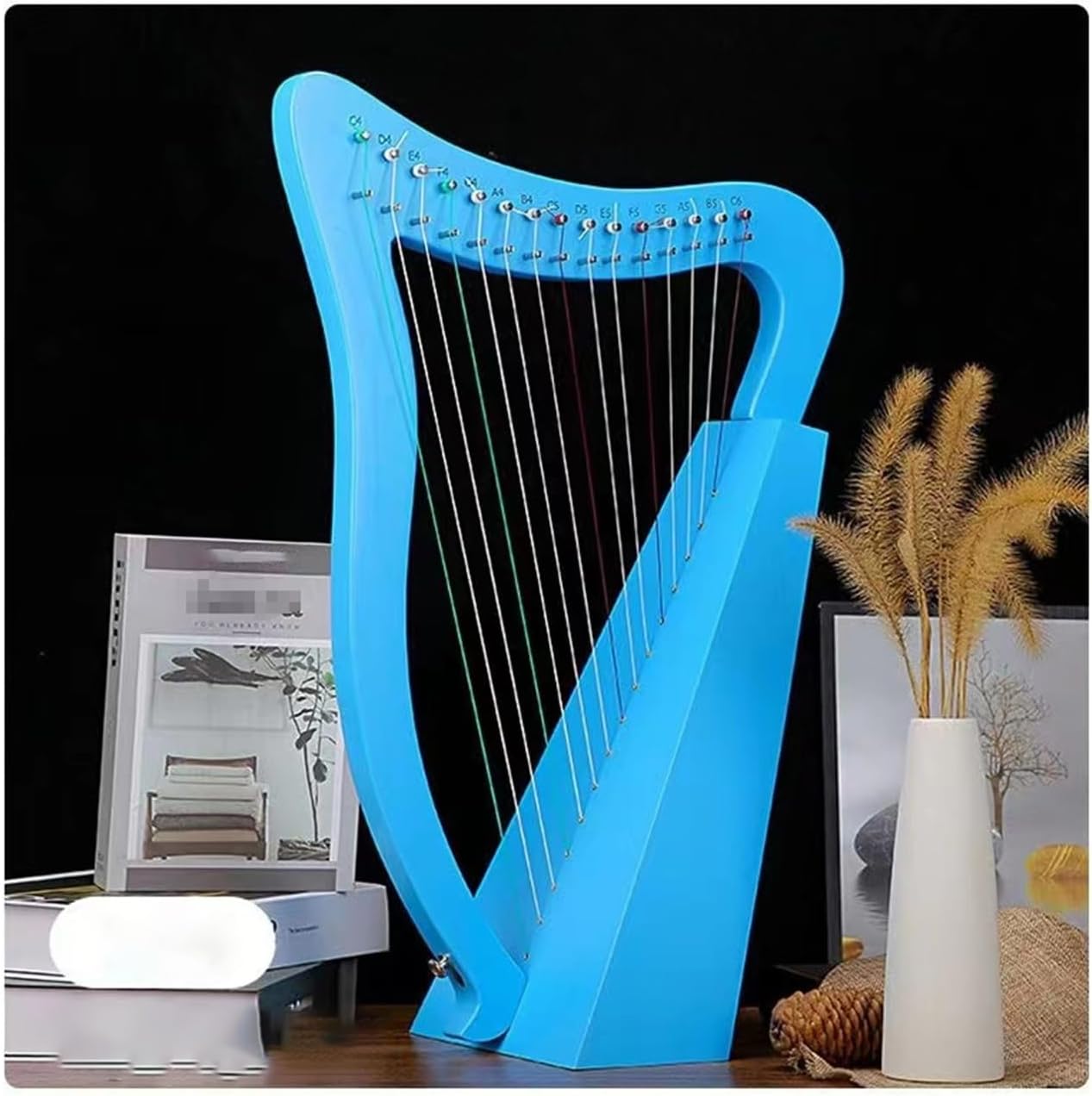Lyre Harp Set Liuguangqin Beginner Professional Niche Musical Instrument String Instrument 15 Strings Blue