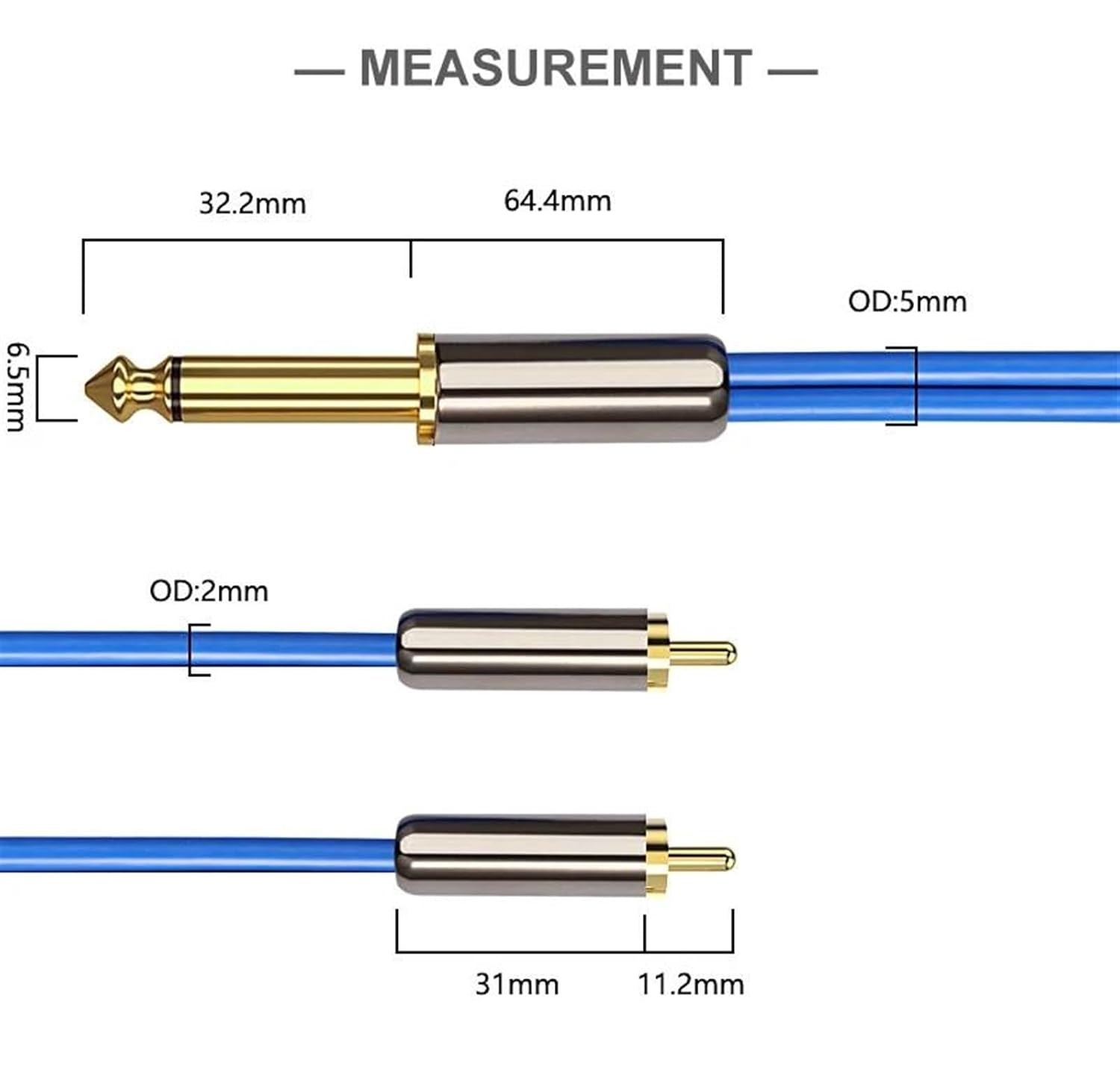 Guitar Audio Cable Premium Cable TS Jack 1/4