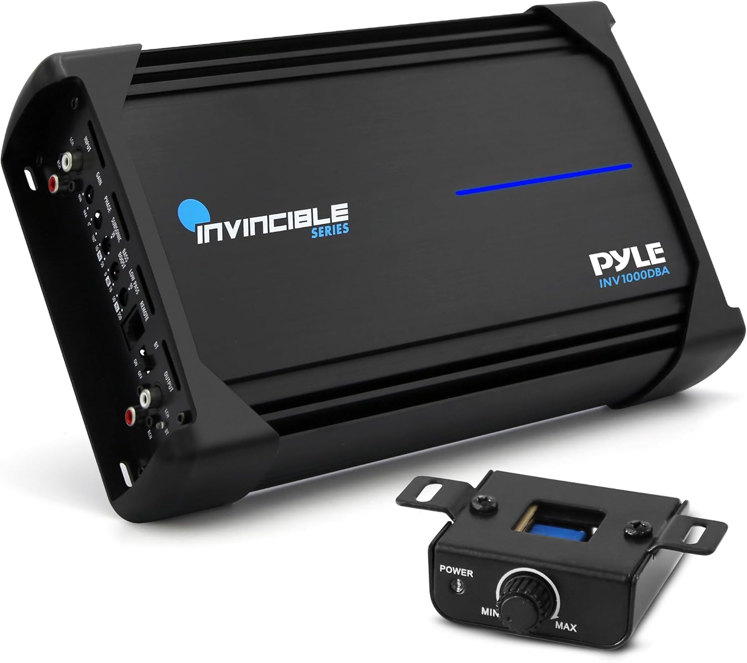 Pyle 2000W 1-Channel Car Amplifier – Class D MOSFET Monoblock Invincible Series Amp with Bluetooth Audio, Bass Boost, Subsonic Filter, RCA Inputs, Remote Control & Protection Circuitry