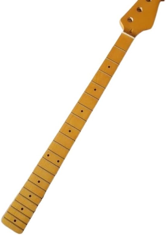 21 Frets Maple Electric Bass Guitar Neck With Maple Fingerboard Inlay Dots Yellow Color Glossy Paint Guitar Parts