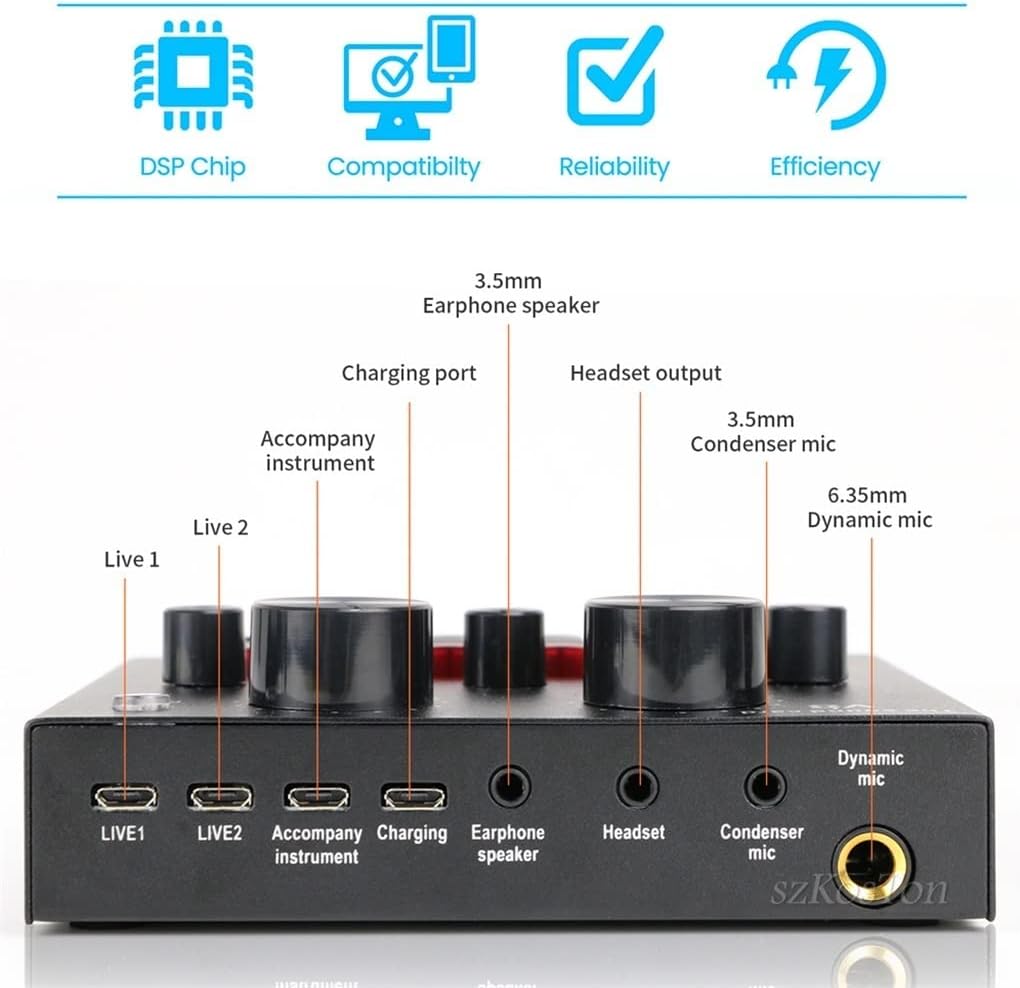 Professional Metal Condenser Microphone Sound Card Phantom Power Game Studio Microphone Computer Recording