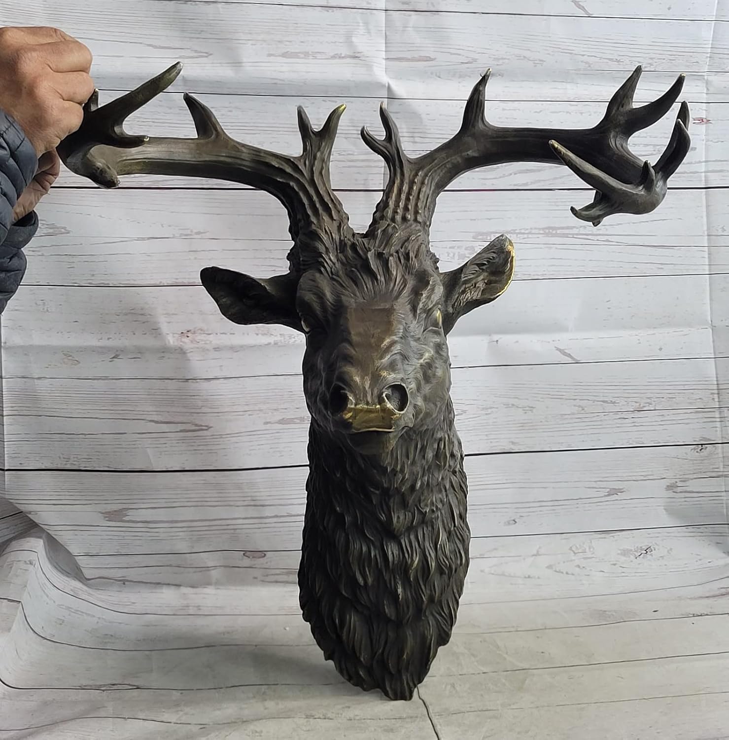 Superb Vintage Victorian Gilt Bronze Wall Mount with Bronze Stag 23