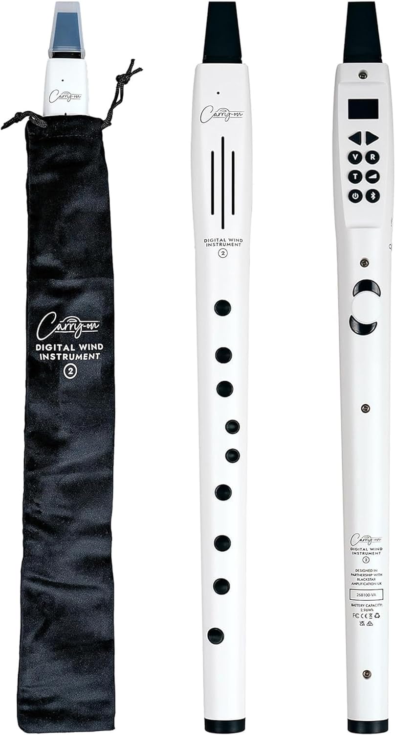 Carry-on Digital Wind Instrument 2 - Lightweight and Rechargeable - 10 Instrument Voices - Built-In Speaker and MIDI over Bluetooth for Performances and Practice Anywhere - White