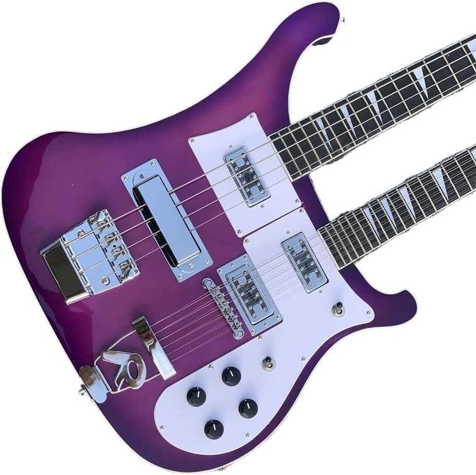 Custom Double Neck: 4-String Bass & 12-String Guitar - Purple