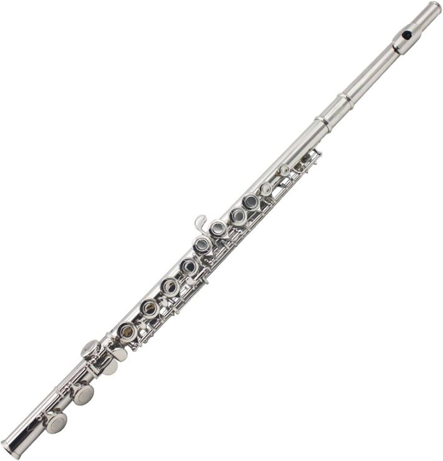 Flutes Left-Handed 16-Hole C Key Flute Closed Holes Nickel-Plated Backhand Woodwind Musical Instrument