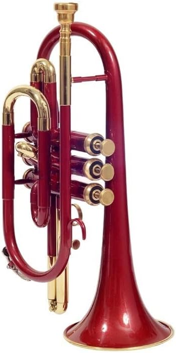 Musical Cornet Trumpet Bb Flat Professional Long Bell Cornet Mouthpiece Instrument For Beginner Student (Red Brass)