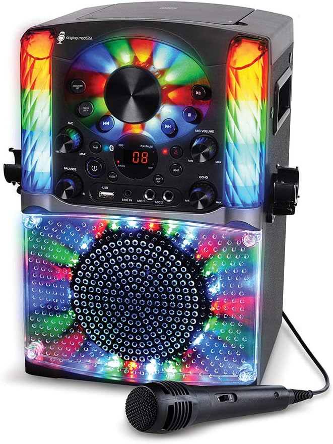 Singing Machine SML625BTBKD Karaoke Machine, Portable Bluetooth CD+G Karaoke System, Black