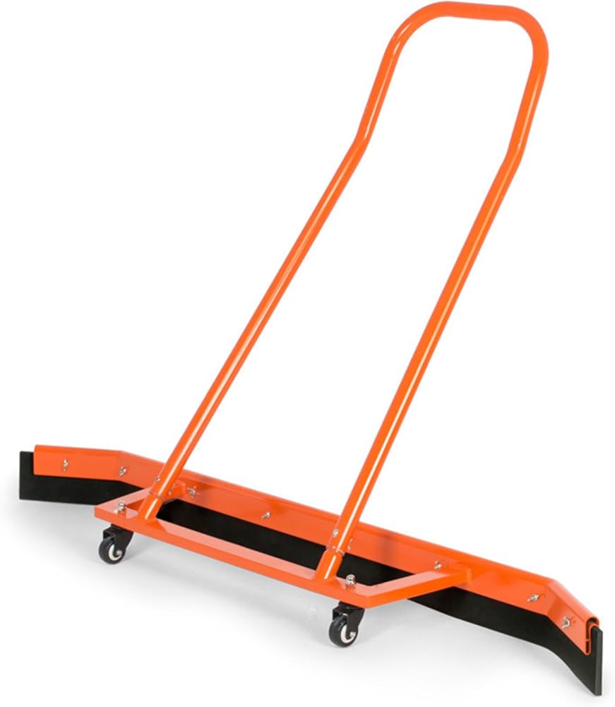 Sport Tennis Court Squeegee, Aluminum Alloy Rain Shuttle Squeegee Broom Floor Water Remover with EVA Foam Blade And 360° Rotatable Wheels (Orange)