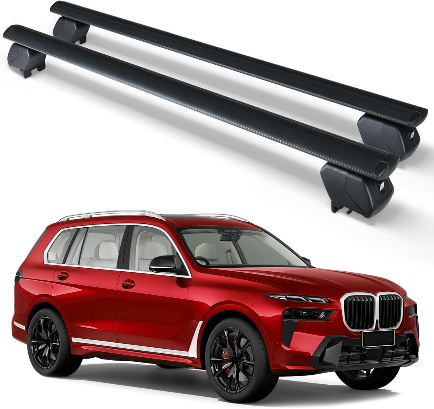 Heavy Duty 300 LBS Roof Rack Cross Bars Compatible with 2019 2020 2021 2022 2023 2024 2025 BMW X7 with Side Rails, Adjustable & Lockable Crossbars Cargo Carrier Rooftop Top Luggage Cars Suvs