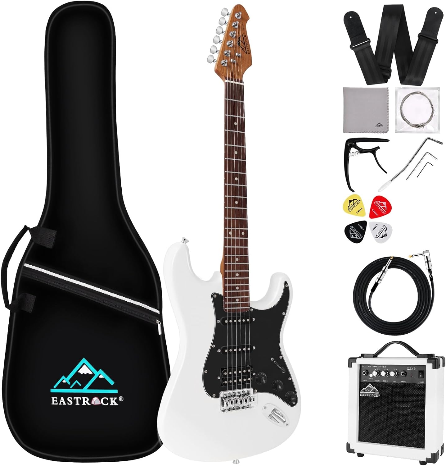 EASTROCK 39 inch Full-Size Electric Guitar Kit for Beginner Starte Bag, Capo, Shoulder Strap, String, Cable, Picks. (39