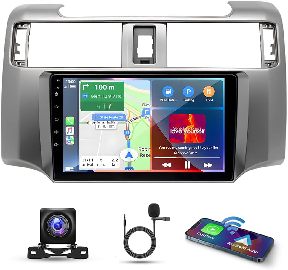 9 Inch Android 13 Car Stereo for Toyota 4Runner 2009-2019 IPS Touch Screen Double Din Car Radio Receiver w/Wireless Carplay Android Auto GPS Navigation Bluetooth WiFi SWC BT Backup Camera Mic, 2+32G