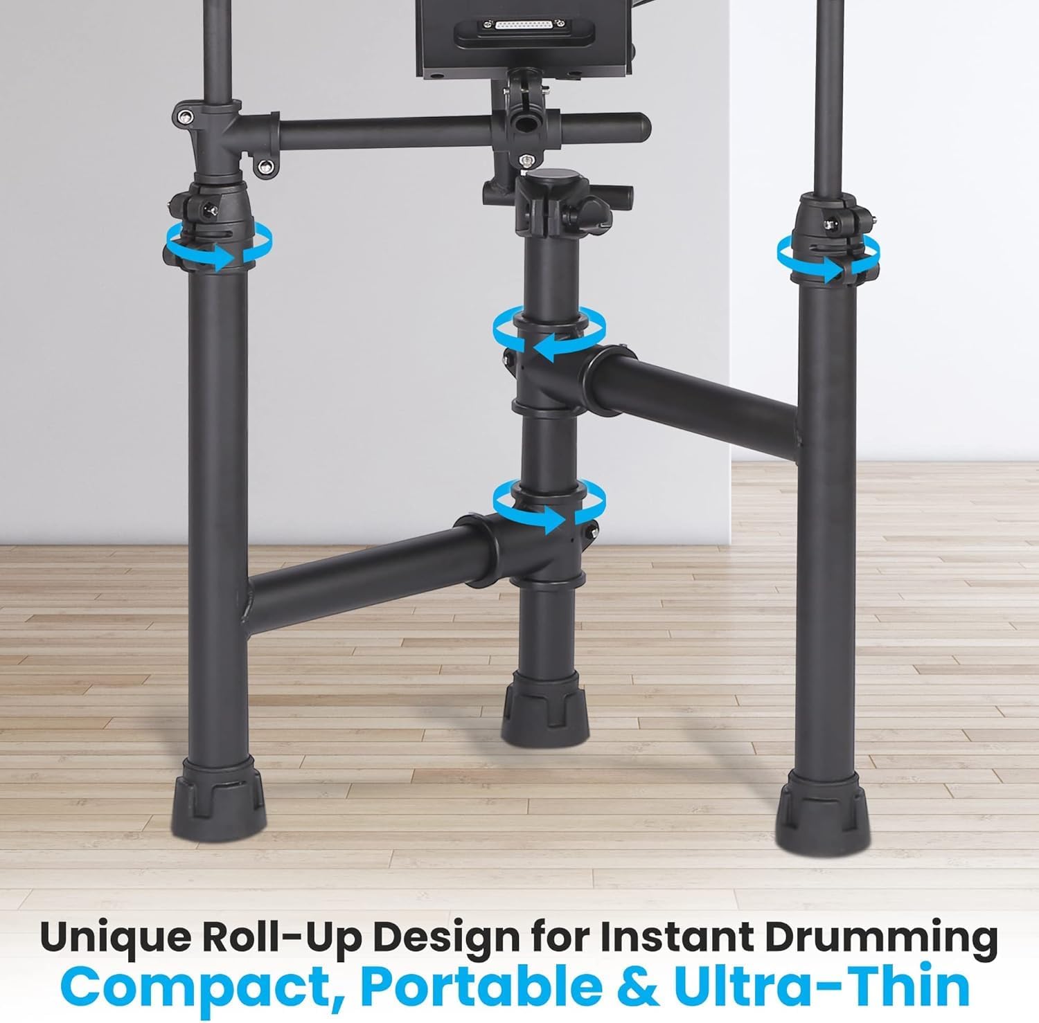 Pyle Electronic Drum Set-Portable Powerful Kit w Machine for Beginners Touch Sensitive Drum Pads, MIDI Computer Connection, Quick Setup Roll-Up Design (Mac & PC Compatible) (PTEDK50)