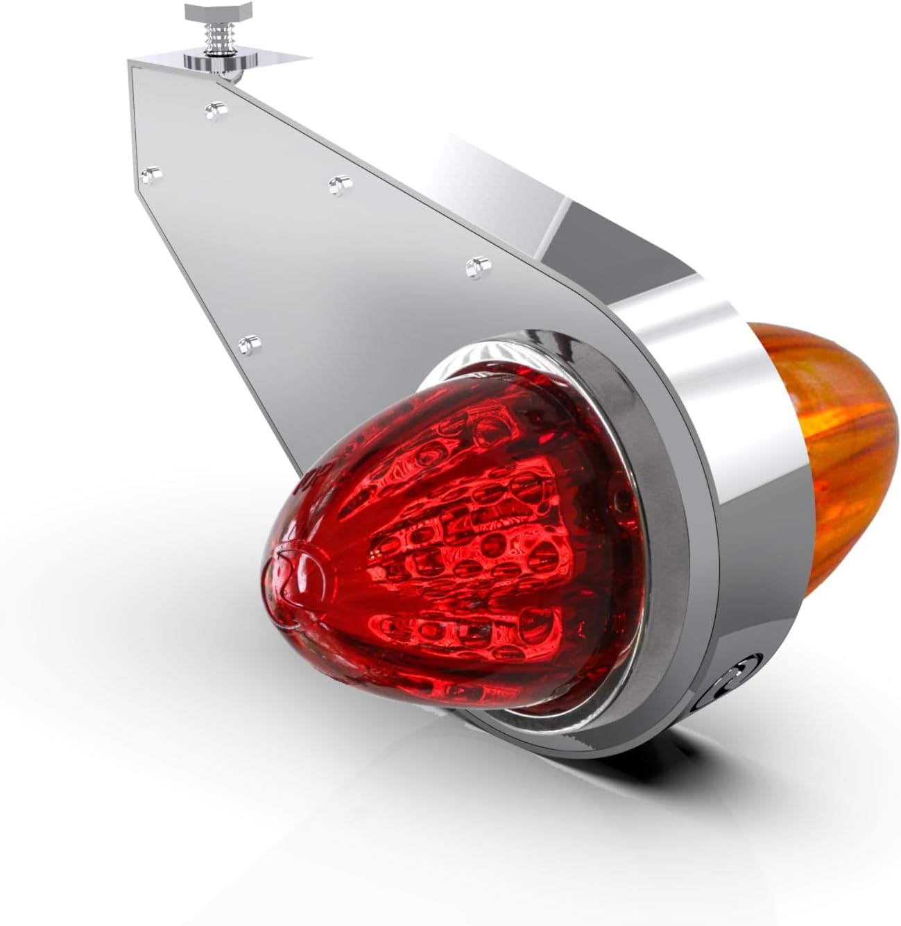 RoadWorks | ICON MXT Billet Mirror Bracket Lights with Amber and Red Watermelon Lights and Lenses, and Chrome Billet Frame | Pair | N19944