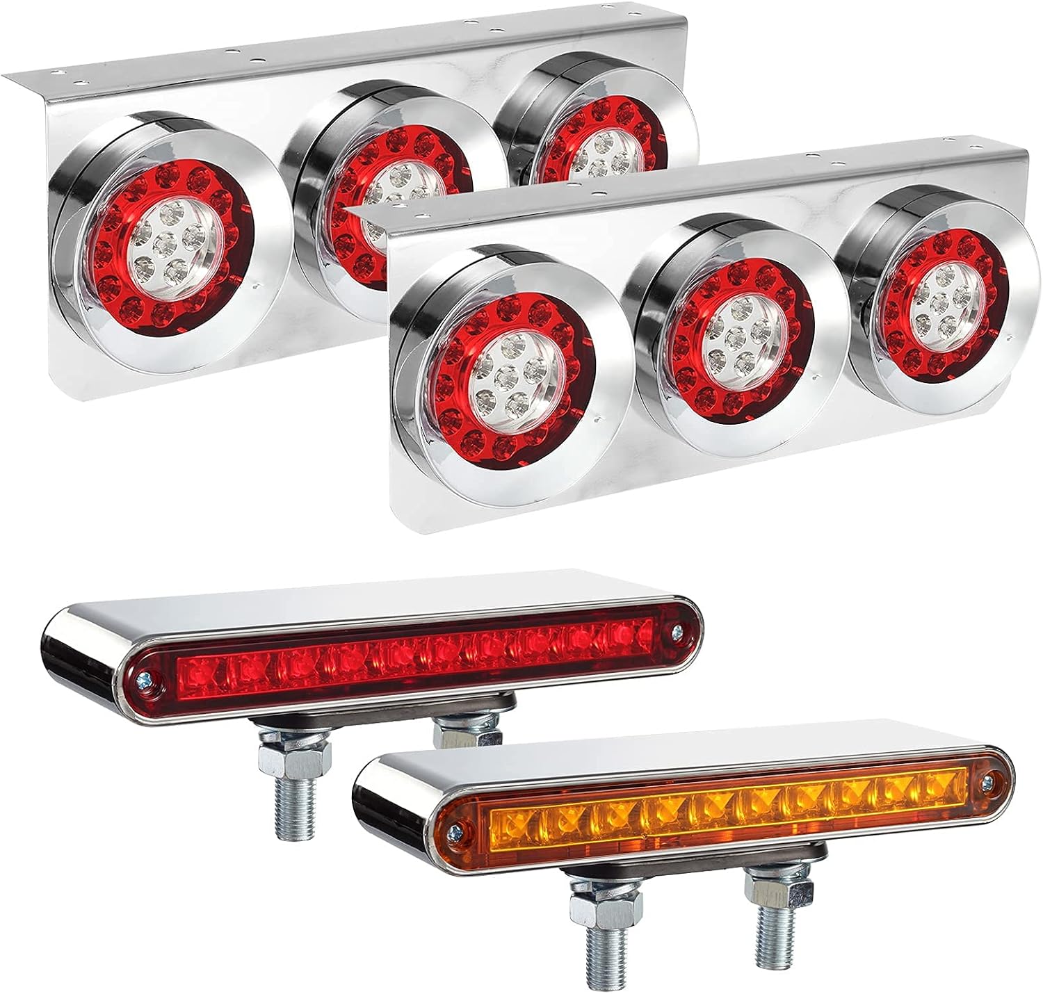 Partsam LED Truck/Trailer Tail Lights Kit with Iron Bracket Base + 6.5
