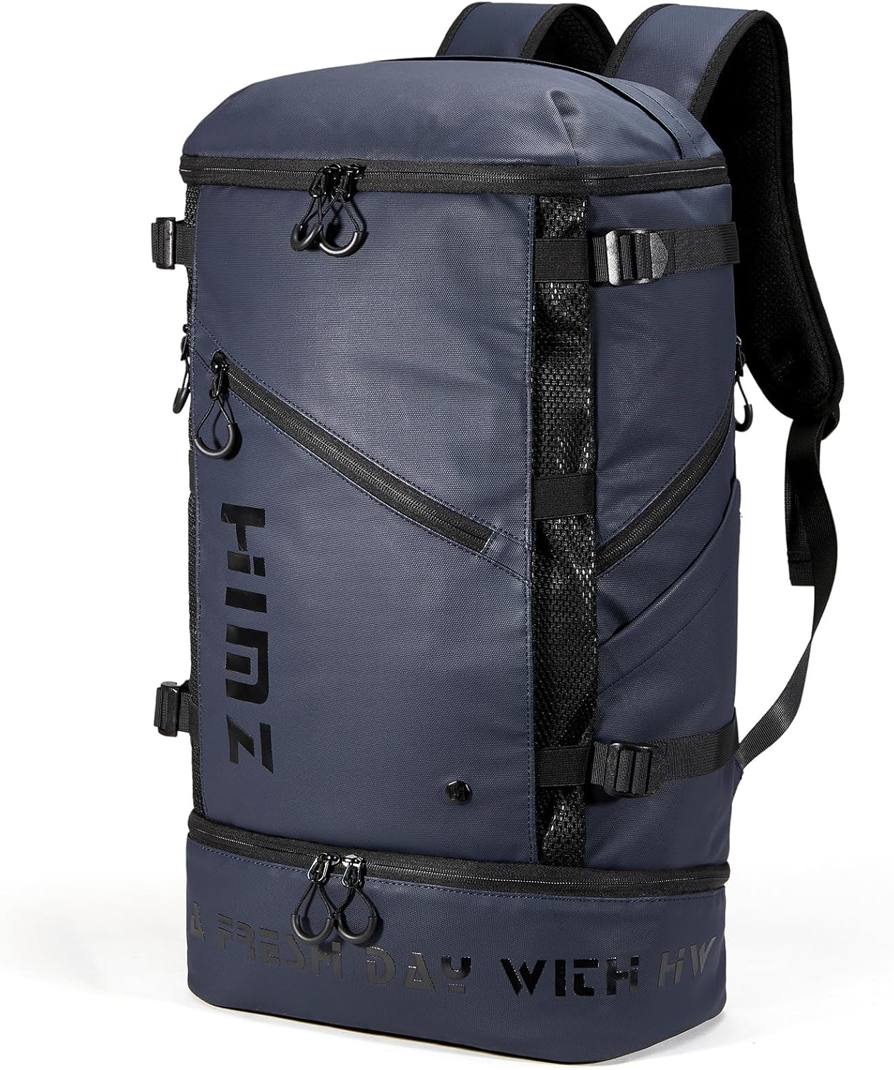 Waterproof Camping Backpack with Lunch Compartment, Mens Backpack Insulated for Work, 17 inch Laptop Bag, Carry On Backpacks for Airplane Beach Travel, Blue