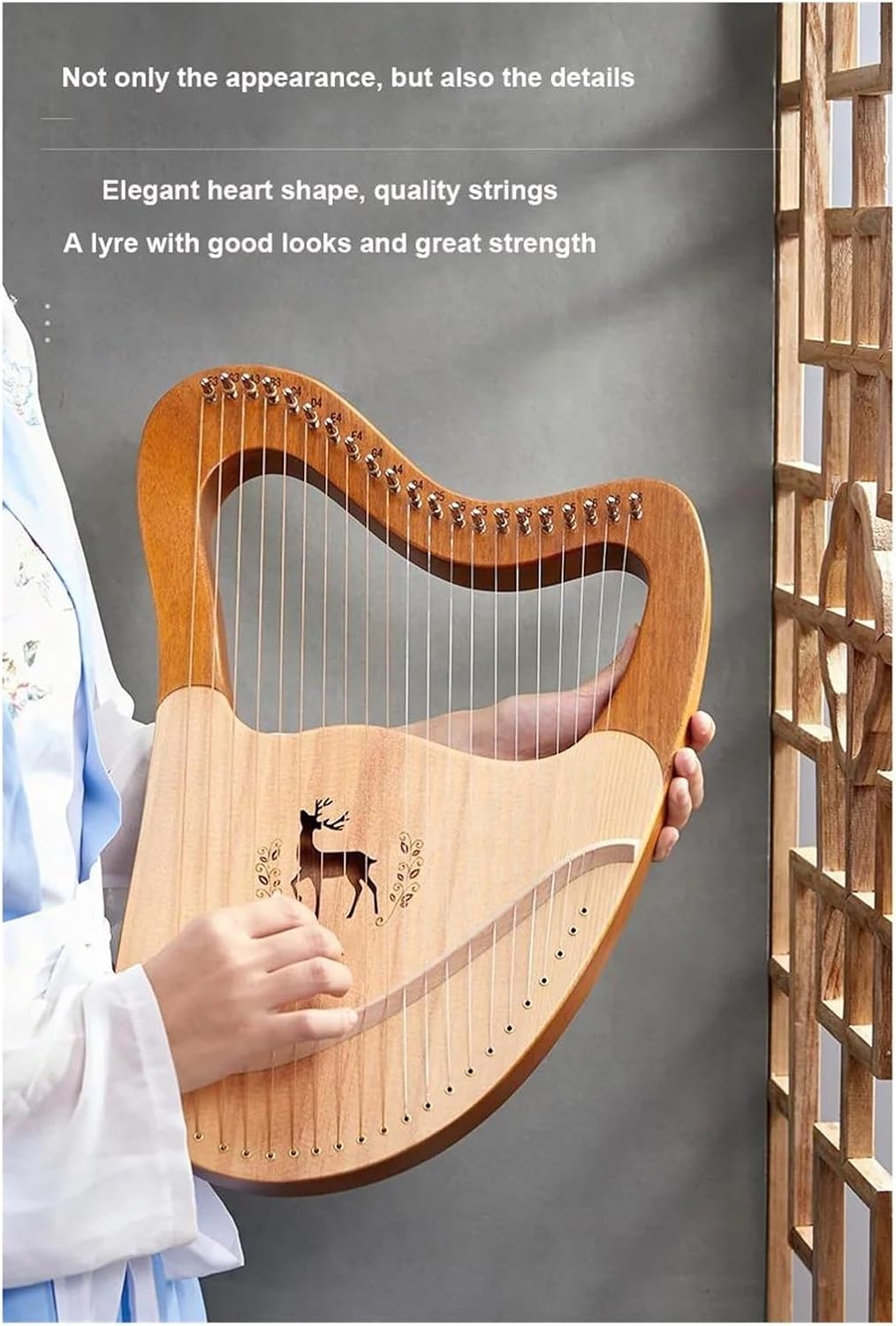 Lyre Harp Set 21/24/27/32 Strings Lyre Harp Wooden Gift Beginner With Parts(32)