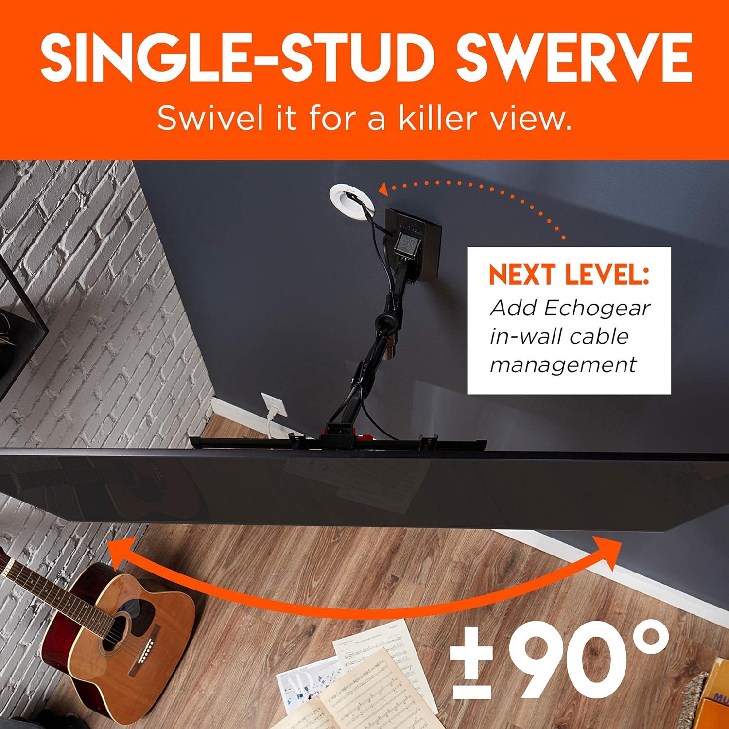 ECHOGEAR Swivel Full Motion TV Wall Mount & in-Wall Cable Management Kit - for TVs Up to 60