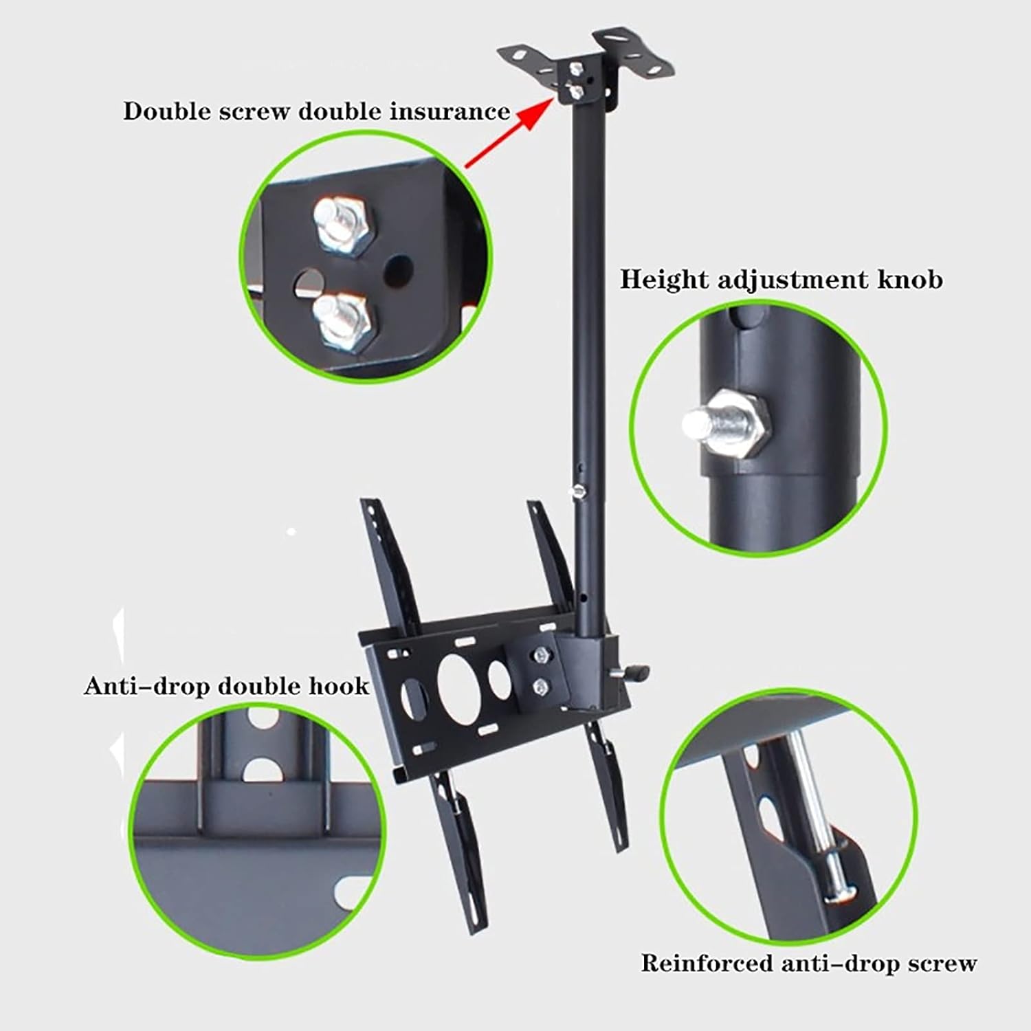 TV Bracket tv Wall Mount Adjustable Wall Ceiling TV Mount, Mount On Flat Roofs Or Sloping Ceilings (1m