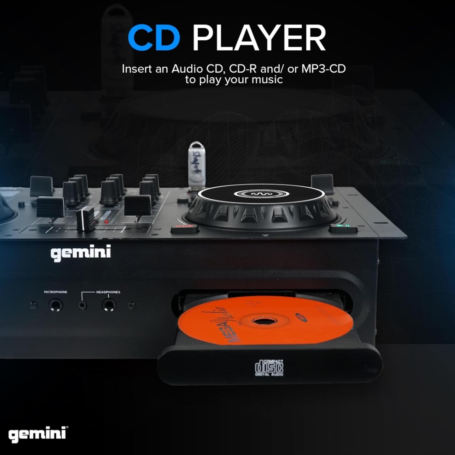 Gemini Sound CDM-4000BT: All-in-One DJ Standalone DJ CD Player & Mixer Combo with Bluetooth - Dual CD/USB for Home & Event Use, User-Friendly Controls with Jog Wheels and Pitch Control