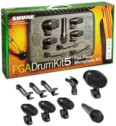 Shure PG ALTA 5-Piece Drum Microphone Kit for Performing and Recording Drummers - Includes Mics, Mounts and Cables with Options for Kick Drum, Snare and Tom (PGADRUMKIT5)