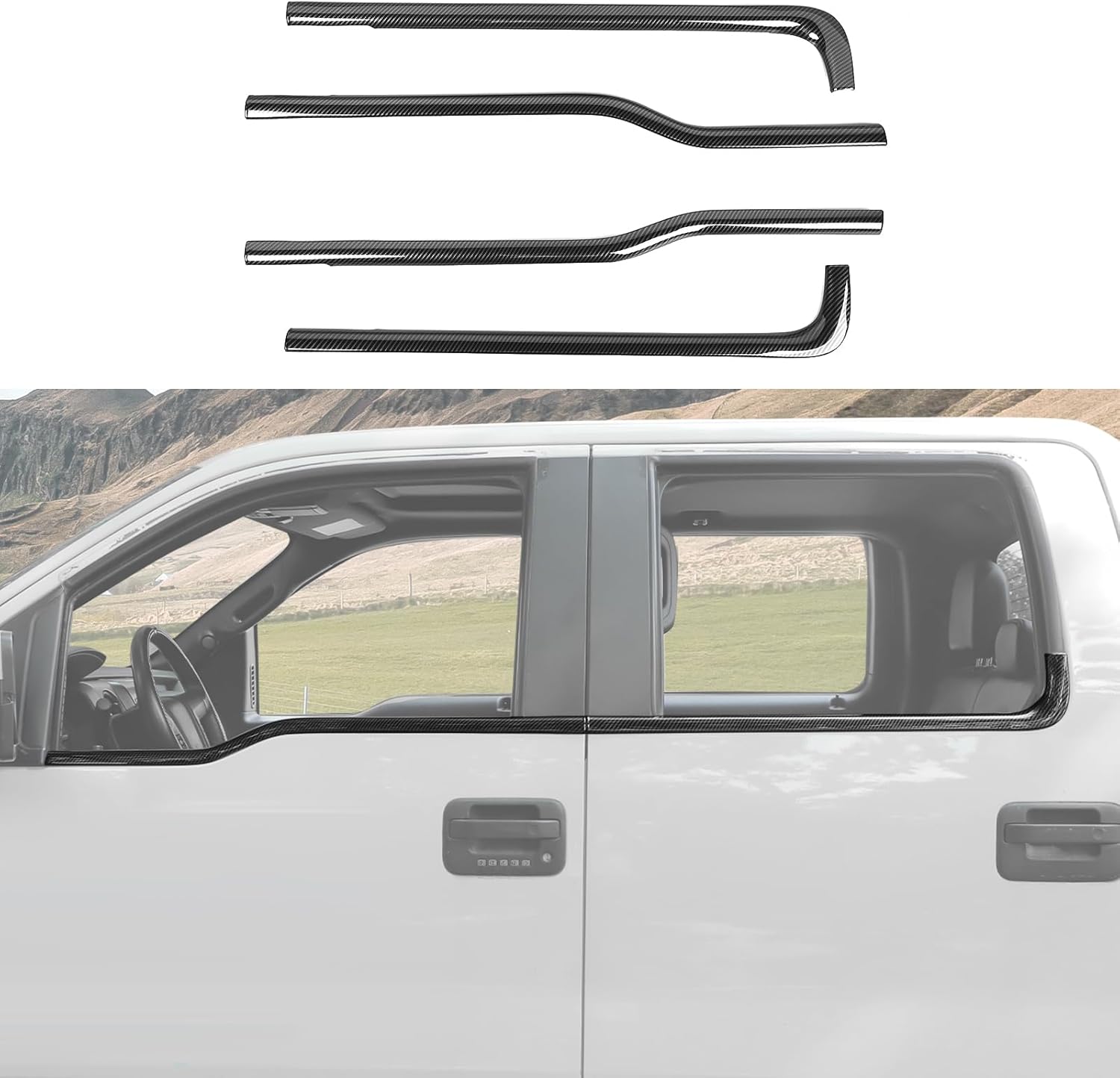 Lower Window Trim Cover Molding Window Bottom Outer Frame Strip Compatible with Ford F150 Raptor 2009-2014,Exterior Accessories
