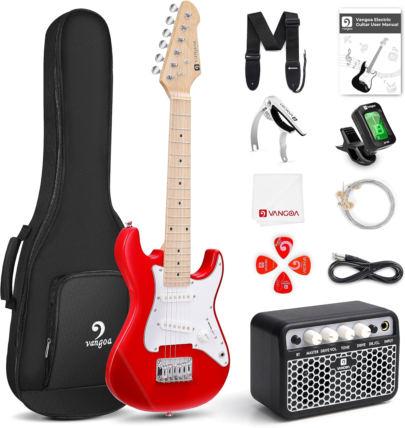 Kids Electric Guitar Vangoa 30 Inch Electric Guitar for Kids Beginner Kit and Vangoa Concert Ukulele for Beginners 23 Inch Mahogany Ukulele Kit for Kids