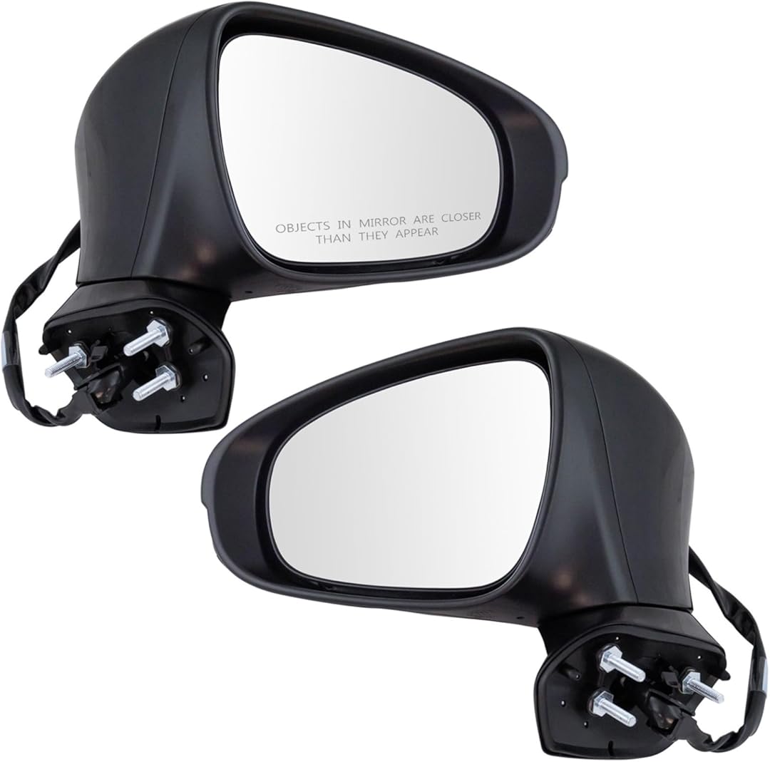 TRQ Driver & Passenger Side Power Heated Mirror Set Paint to Match with Puddle Light Compatible with 2013-2015 Lexus ES300h, ES350 LX1320133 LX1321133