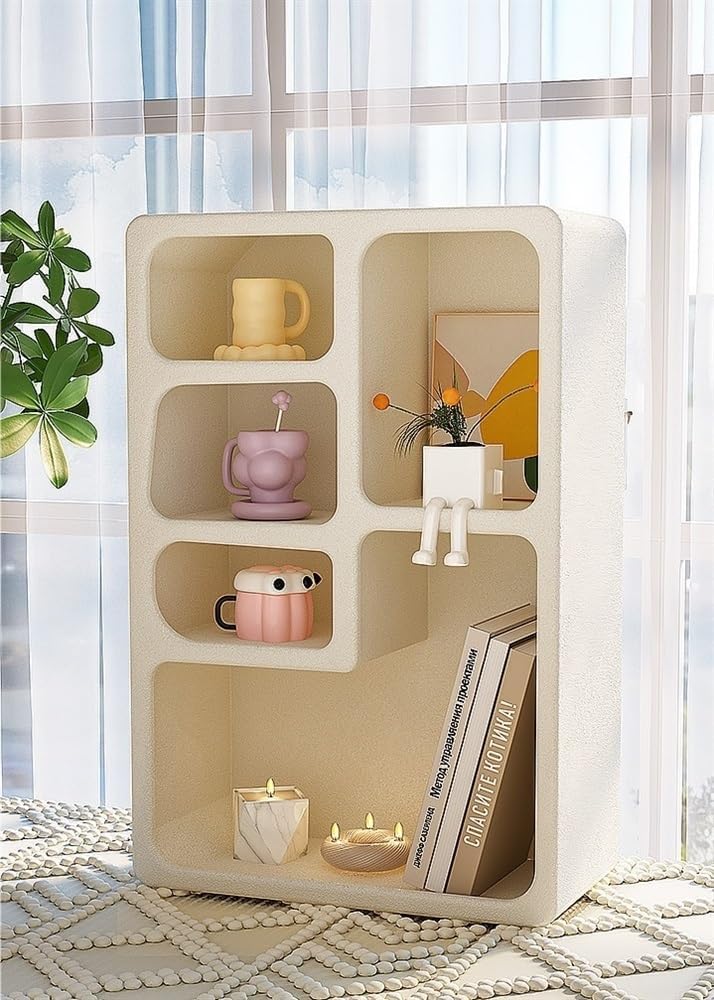 White Floating Shelves with Storage, Wood Desk Shelf Organizer for Storage, Wall Shelves for Living Room Bedroom, Bedside Shelf Wall Mount(Square)