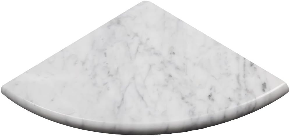 Tenedos Italian White Carrara Marble Polished 18'' Corner Solid Surface Wall Mount Shower Seat