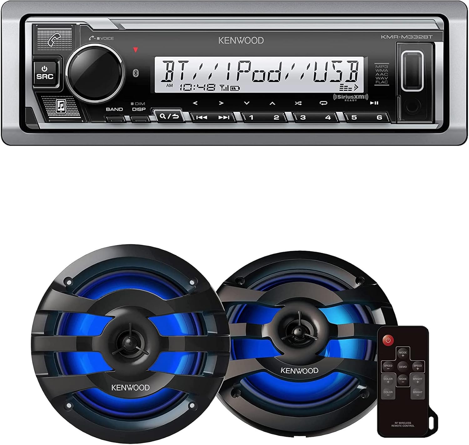 KENWOOD KMR-M332BT Car & Marine Stereo | Plus 1x KENWOOD KFC-1673MRBL 6.75