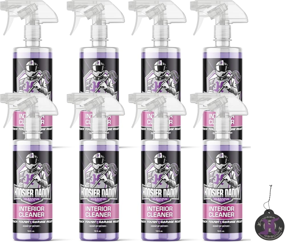 Hoosier Daddy 16oz Car Interior Cleaner - lifts dirt, Stains, & Odors from Upholstery, Carpets, & Dashboards Safe for all surfaces, Leaves Vehicle Fresh & Spotless + Air Freshener (8-Pack)