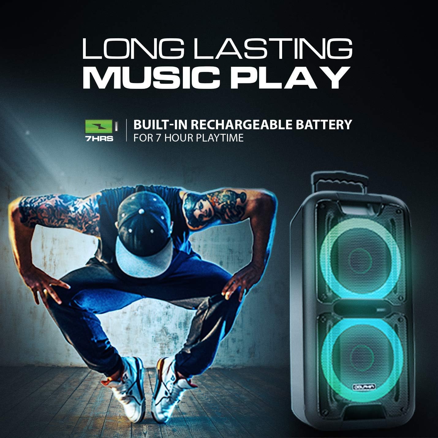 Party Speaker Dolphin Portable Bluetooth Speaker with Sound-Activated, TWS, Powerful X-Bass, Dual 10
