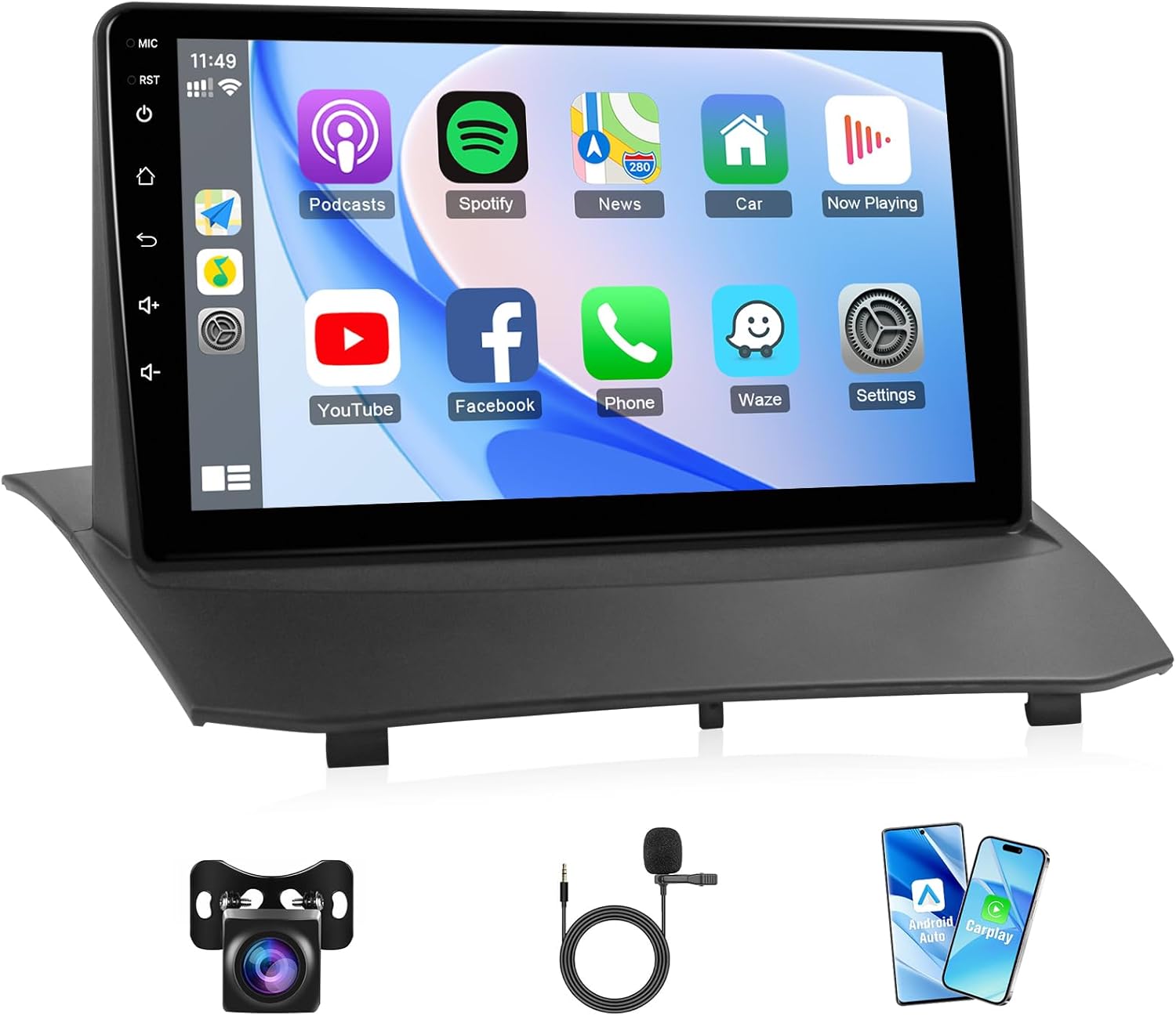 Leadfan Radio for Ford Fiesta 2009 2010 2011 2012 2013 2014 Stereo, 9inch IPS Touch Screen for Ford Fiesta CarPlay Android Auto Car Stereo Android Unit Bluetooth GPS FM Backup Camera Split-Screen