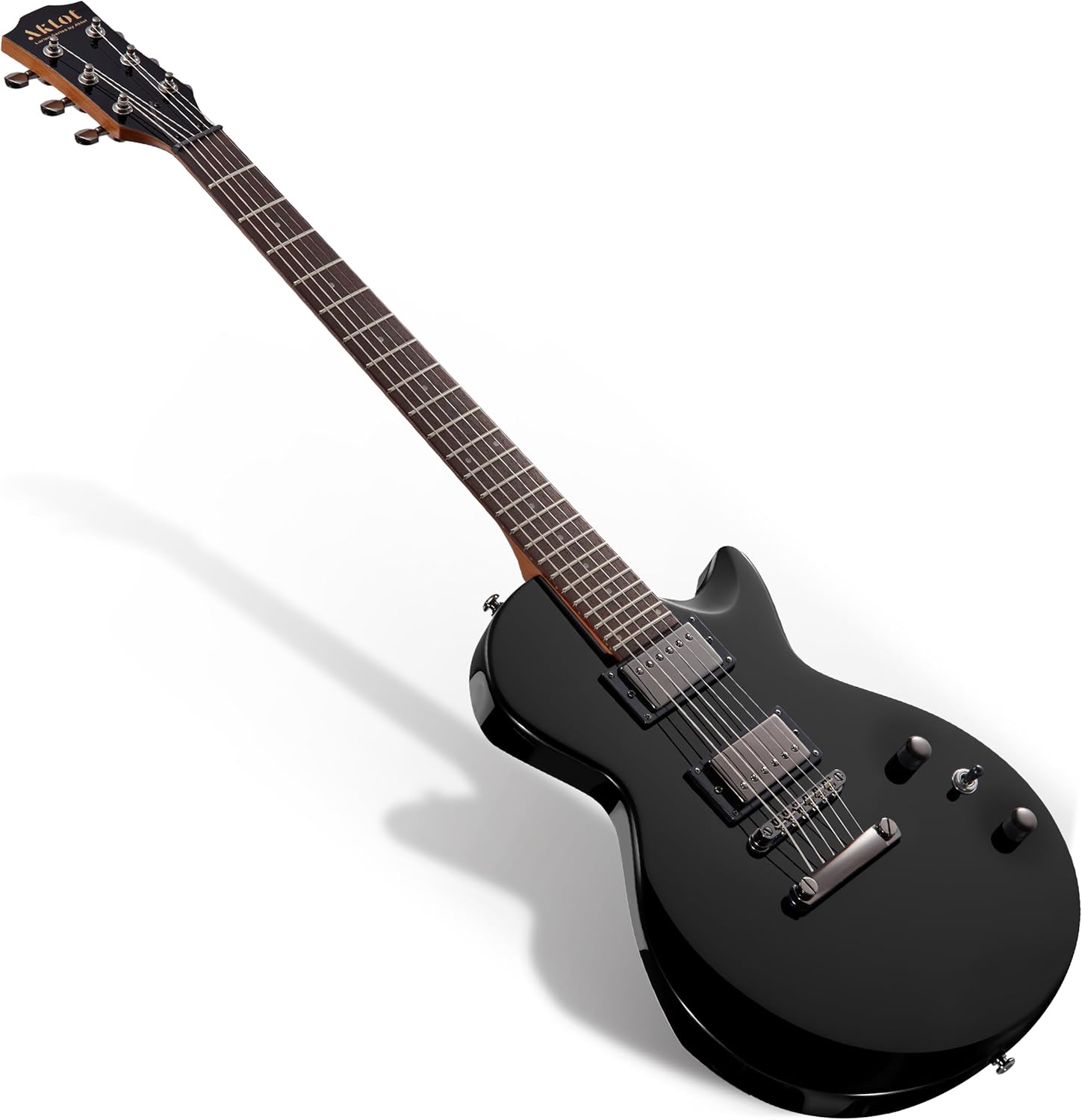 AKLOT 24-Fret Electric Guitar Kit – Single Cut (LP Style), Modern Playability with Coil-Split Humbucker Pickups, Essential Accessories Included, Phantom Black