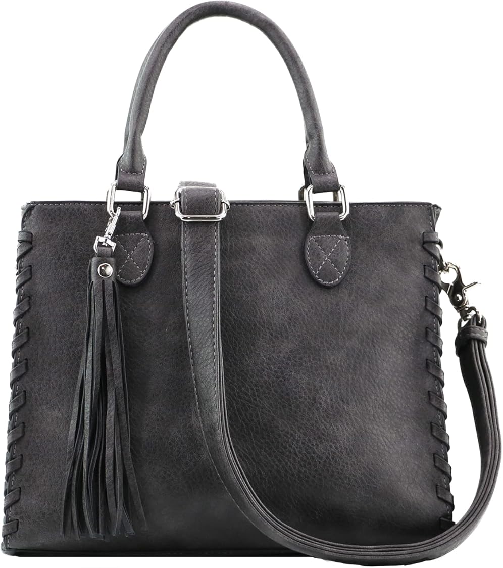 Lady Conceal Concealed Carry Purse - Locking Zipper Laced Ann Concealed Weapon Satchel with Universal Holster