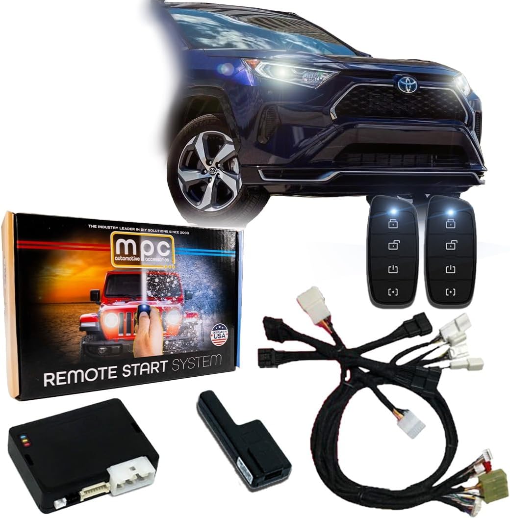 MPC Remote Starter Compatible with Toyota RAV4 Prime 2021-2024/ RAV4 PHEV 2025 Hybrid Push to Start | Plugin T-Harness - (2) Extended Range 4-Button 2-Way Remotes - Up to 3,000 ft - USA Tech Support