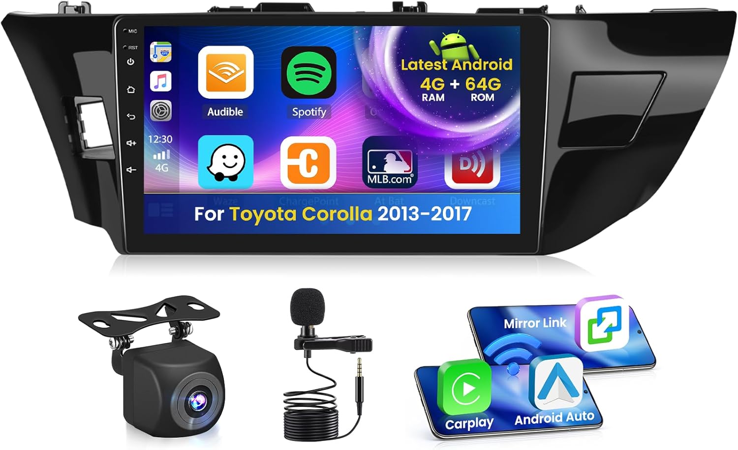 4G 64G Radio for Toyota Corolla 2013-2017 CarPlay Car Stereo Android 15 IPS 10.1