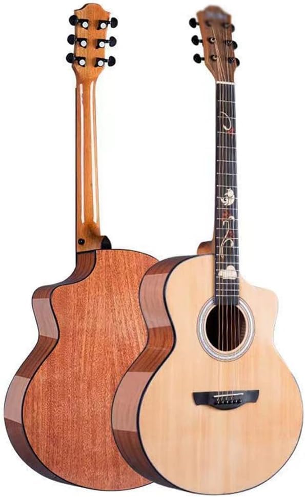 Guitar, Veneer Bright Graffiti Guitar 41 Inch Folk Spruce Wood Guitar Playing The Guitar with Clear Sound for Beginners (Size:41 inches,Color:Brown)