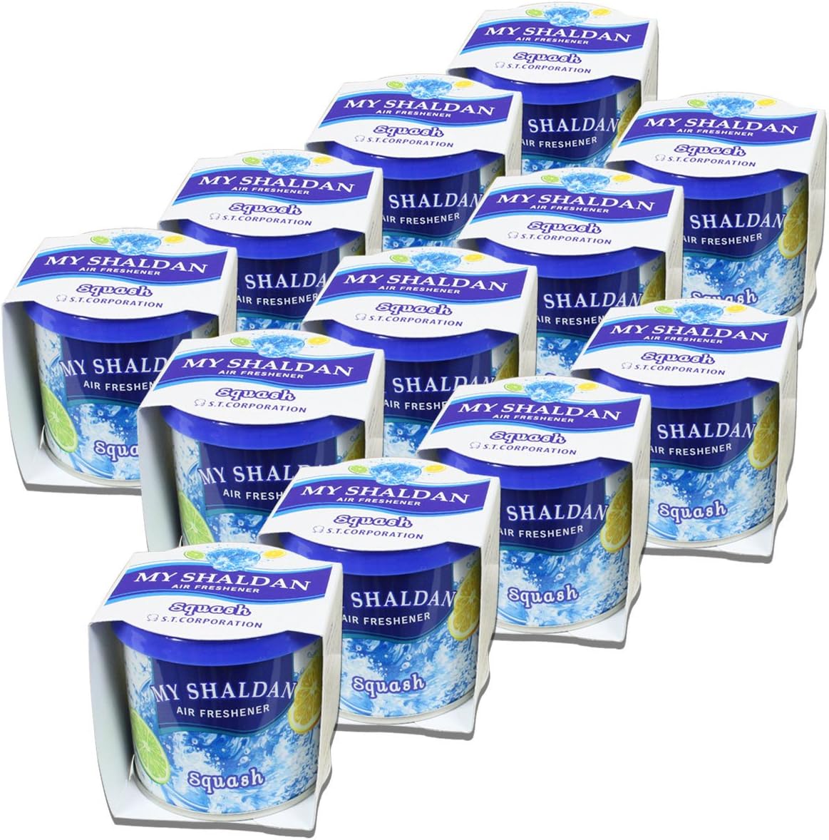 Pack of 12 My Shaldan Japanese Car Cup-Holder Natural Air Freshener Cans (Squash Scented)