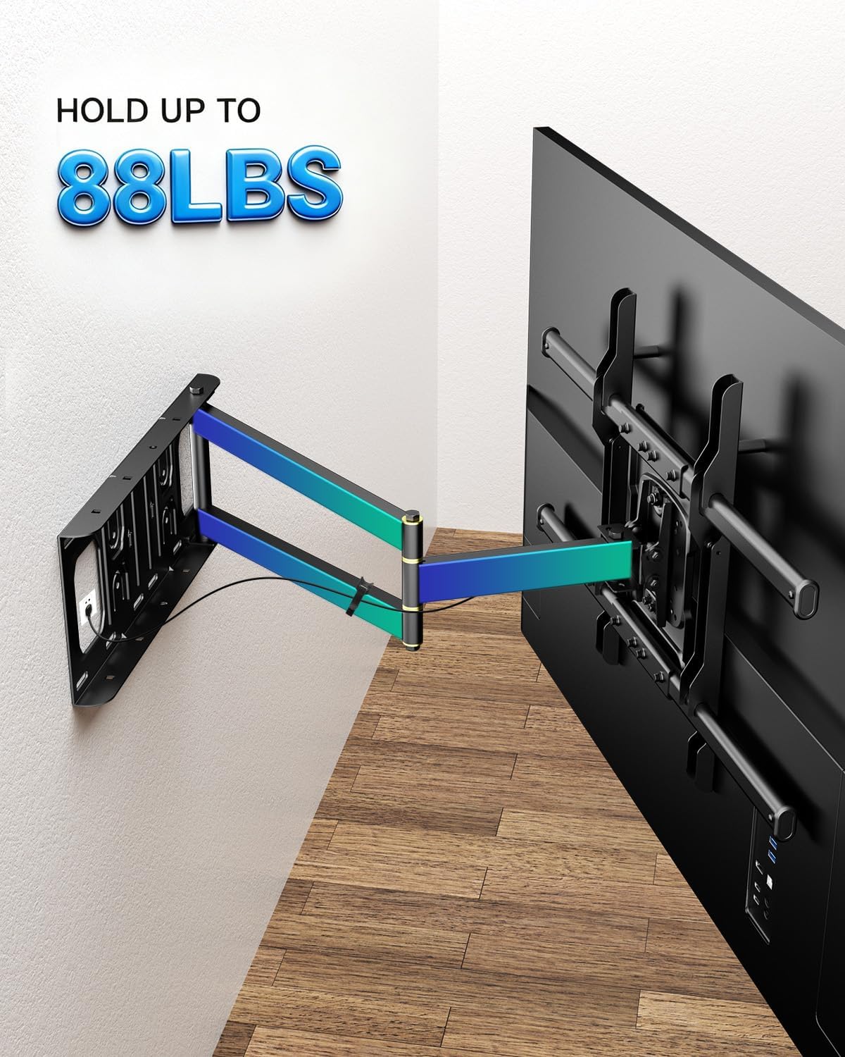 Long Arm TV Wall Mount with 25.6 inch Extension, Corner TV Mount Full Motion Heavy Duty for 32-75''Screens, Load 88 lbs,Max VESA 600x400mm, Shift The Arm Span to Left