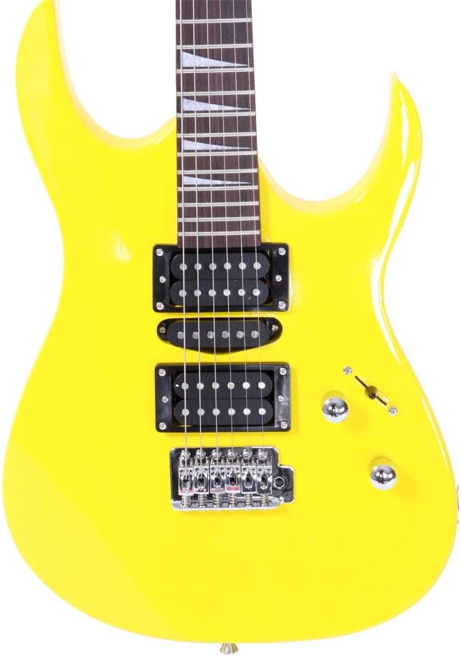 Ktaxon Full-Size Electric Guitar, Solid Body HSH Pickups 170 Guitars Beginner Kit with Gig Bag, Shoulder Strap, Tremolo Arm, Cable, Picks All Accessories (Yellow)