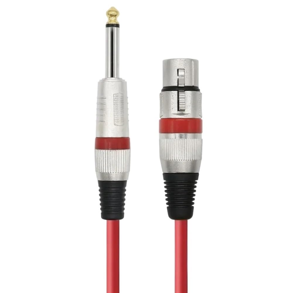 FENG GUO Microphone Cable Ja-ck 6.35mm 1/4 Male to XLR Female Microphone Audio Cable for Guitar Amplifier Mixer Etc(Red,10m)