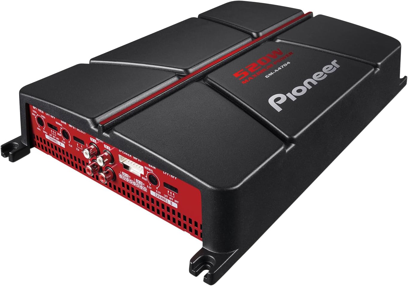 Pioneer GM-A4704 4-Channel Car Amplifier – 520W Max, Class AB, Bridgeable Design, Bridgeable, Variable high-Pass Filter